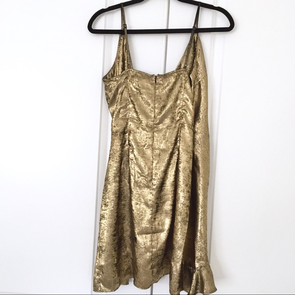 NWT J.O.A. Gold Metallic Wrap Dress - Picture 14 of 16